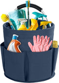 Cleaning Caddy with Handle, Cleaning Products Organiser, 17L Foldable Storage Basket, Cleaning Caddy Organiser, Portable Multi Cleaning Bucket Bag for Home, Garden (Dark Blue)