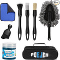 8-Piece Car Interior & Exterior Cleaning Kit - 160g Gel (128% More Than 70g), Boars Hair Brushes, Ultra-Soft Detail Brush, Microfiber Cloths, Duster | for Auto/Truck/SUV