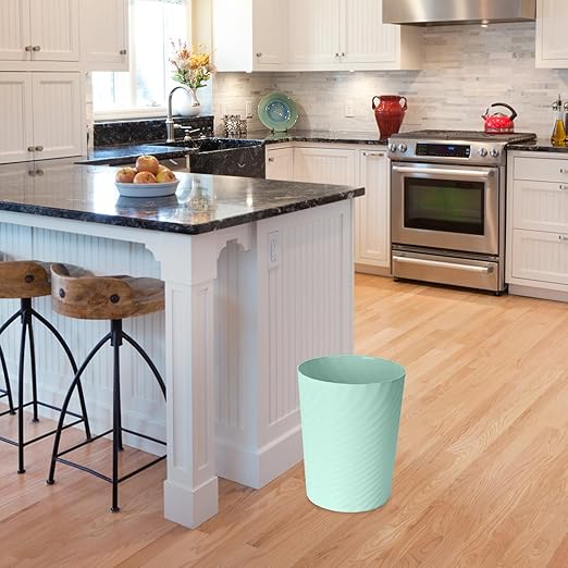 Small Trash Can - Plastic Waste basketbin for Office,Home,Bathroom,Kitchen - 1.8 Gallon - Green