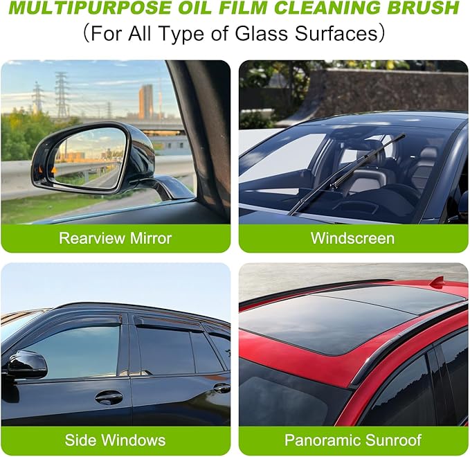 2PCS Upgrade Automotive Oil Film Cleaning Brush, Reusable Oil Film Cleaning Brush, Glass Coating Brush for Windshield, Remove & Prevent Rain and Fog Cleaning Glass Brush