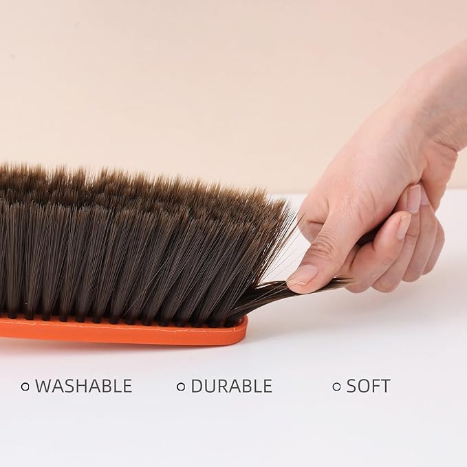 1 Pack 15" Hand Broom Brush,Soft Bristle Cleaning Brush,Crumb Debris Sweeping Brush,Dusting Brush,Comfort for Bed Car Couch Desk Sofa Furniture Clothes,Small Particles Hair Remover(Yellow)