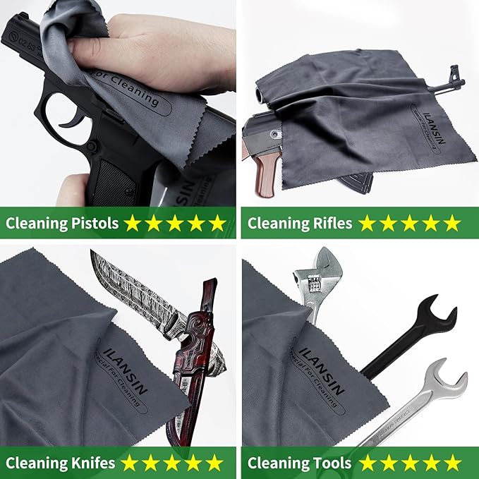 10/6Pack Technology Microfiber Black/Gray Gun Cleaning Cloth-Large Size-Lint Free-Reusable Cleaning pad for All Firearm-Each Pack is Individually Packaged-Gun Cleaning Supplies Store