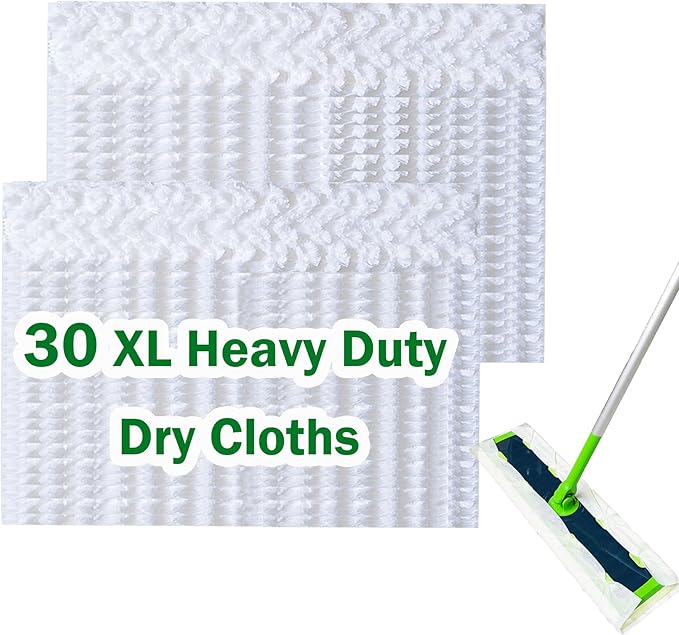 XL Heavy Duty Dry Sweeping Cloth for Swiffer Sweeper XL Mop, XL Disposable Dry Cloth Refills, Pet Hair Dust XL Dry Pad Refills, Extra Large Dry Floor Cloths for Floor Mopping and Cleaning, 30 Count