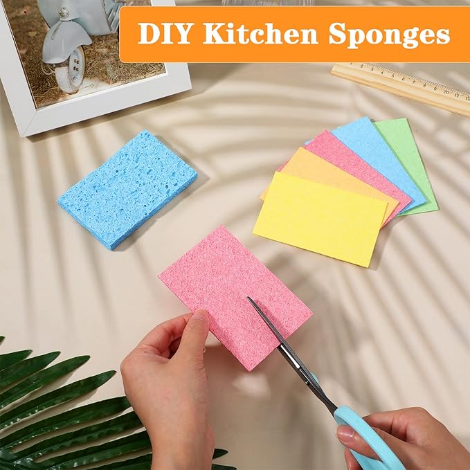 15Pcs Cellulose Sponges, Compressed Kitchen Sponges - 5 Colors Multipurpose Cleaning Sponge for Kitchen Bathroom Cars