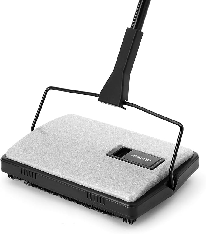 Carpet Sweeper Manual Cordless - Non-Electric Push Sweeper for Pet Hair & Debris on Carpets & Rugs, Includes Cleaning Tool & Extra Replacement Roller