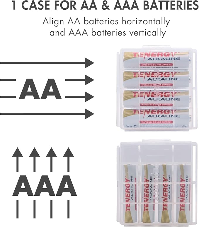 Tenergy 30 Pack Plastic Storage Case for AA/AAA Batteries (Batteries Sold Separately)