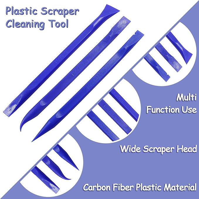 18Pcs Carbon Fiber Scraper Cleaning Tool Non-Scratch Plastic Multi-Purpose Stiff Scraper Pen-Shaped Scraper Tool for Paint, Stickers Label, Food, Tight Spaces, Crevices, Kitchen (Blue)