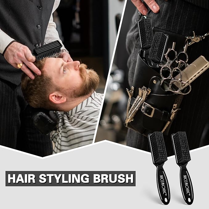 NICEMOVIC Barber Clipper Brushes, 10 Pcs Plastic Handle Nylon Bristles Cleaning Brush, Multifunctional Cleaning Supplies for Hair Styling Tools, Kitchen Sink, Shoes (Black)