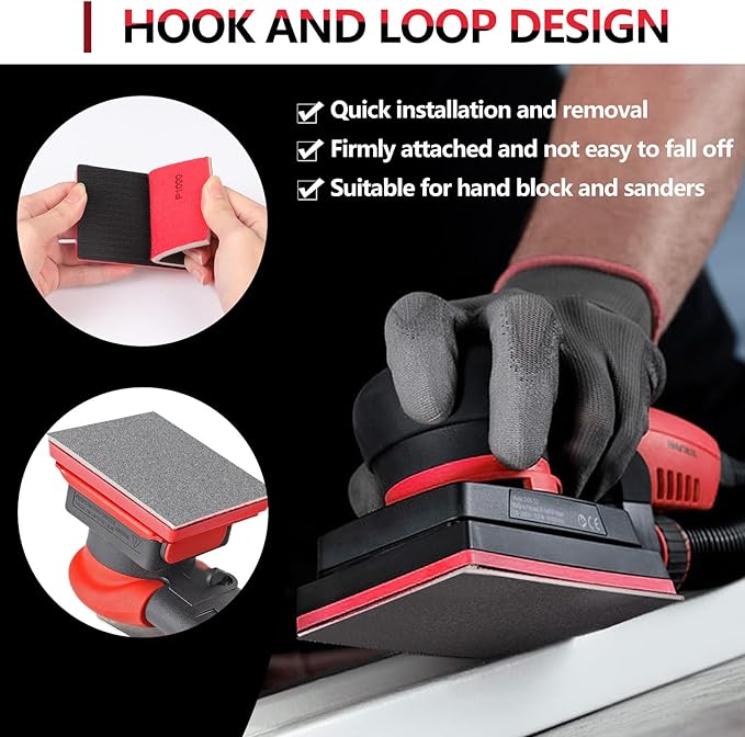 32-Pack 3x4 Inch Hook & Loop Sanding Sponges - 320 Grit Wet/Dry Foam Pads for Metal, Automotive, Wood & Furniture Sanding & Polishing