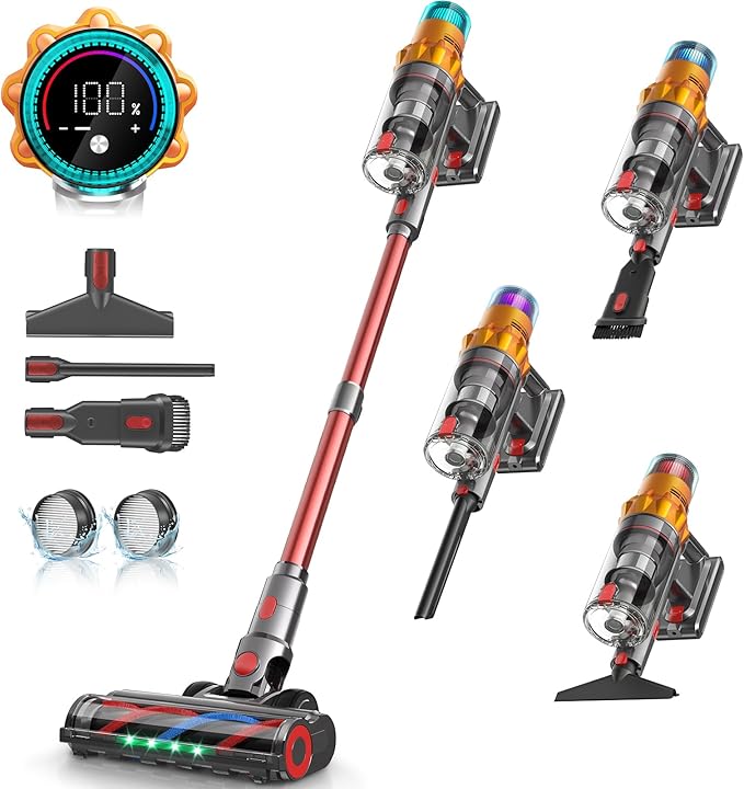 S8 Cordless Vacuum Cleaner, 600W 48Kpa Up to 65mins Stick Vacuum Rechargeable, Wireless Lightweight Handheld Vacuum Cleaners for Home Pet Hair Carpet Hardwood Floor Car