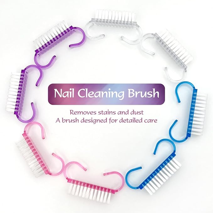 8PCS Nail Brush Cleaner Set – Handle Grip Fingernail Scrubber Brushes with Nylon Bristles for Toes, Nails, Pedicure & Multi-Purpose Cleaning