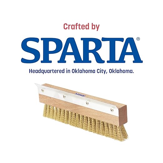 SPARTA Pizza Oven Brush Replacement Head with Crimped Brass Bristles and Stainless-Steel Scraper, Durable, Ideal for Commercial Kitchens, 10 Inches, Wood
