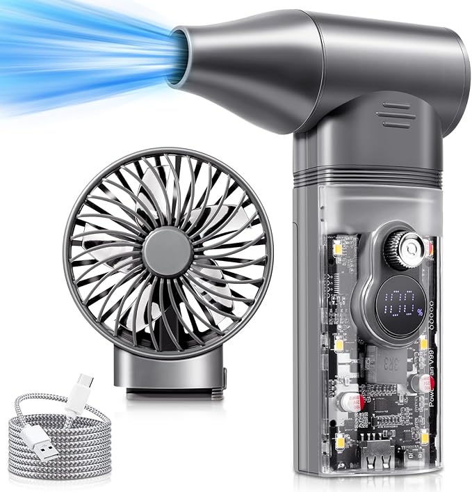 Electric Air Duster- 100000RPM Compressed Air Duster with LED Light - 30 Gear Adjustable Cordless Air Duster Rechargeable Air Duster for PC&Keyboard, Outdoors, Car, Home Cleaning