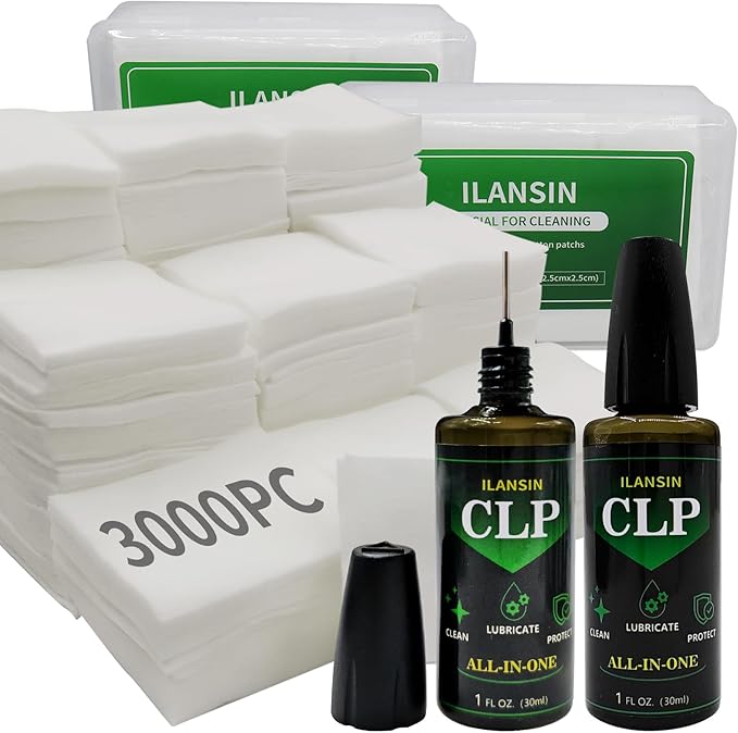 3000/1500PCS Gun Cleaning Patches+CLP Oil,2"x2" Lint Free Gun Cleaning Cloth,Professional Wipes for Shot Pistol/All Caliber of Firearms.Store in Box Can Store Gun Cleaning Kit,Choose Your Set