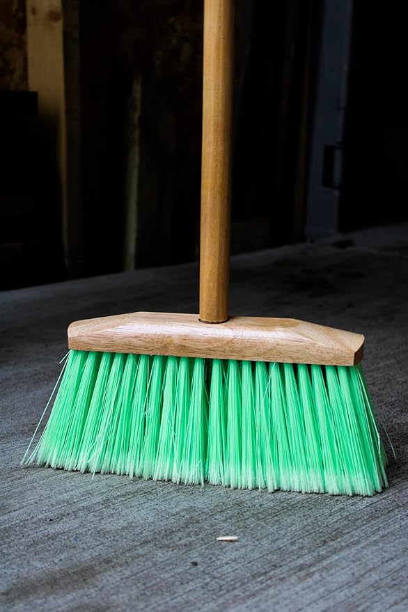 Indoor/Outdoor Heavy Duty Wooden Broom Brush, Sweeper, Head Replacement Soft bristles, Great use for Home, Kitchen, Room, Office, Patio, Deck Floor (Broom Head with a Handle)