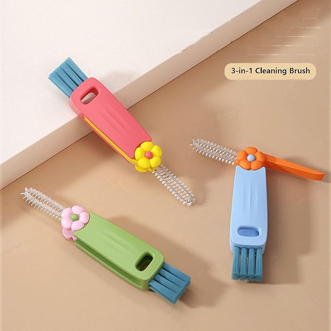 3 in 1 Cup Lid Cleaning Brush - Multifunctional Cup Cleaning Brush Portable Crevice Cleaning Brush, Crevice Cleaning Brush for Bottle Gap Tight Spaces Cup (Green, 1 Pack)