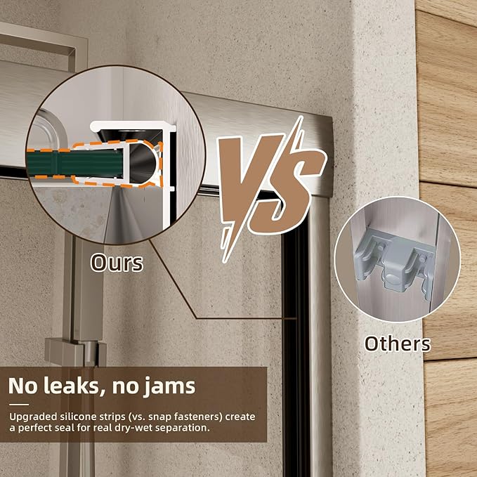 Shower Door,56-60" W x 70" H Semi-Frameless Double Sliding Glass Shower Door with 1/4'' (6mm) Clear SGCC Tempered Glass,Bypass Shower Enclosure,Brush Nickel