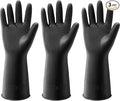 ThxToms 3 Pairs Dishwashing Gloves, Reusable Latex Cleaning Gloves for Housework Kitchen Bathroom, Durable Flexible & Anti-slip, Smooth Lining, Easy On & Off, Medium, Black