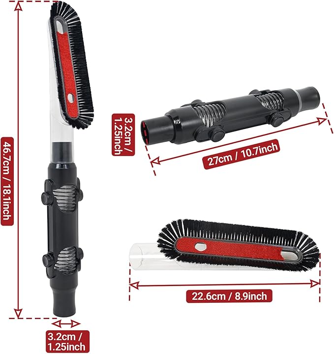 EZ SPARES Brush Replacement for Universal Vacuum Cleaner Brush, 1 1/4inch(32mm) 2 in 1Multi-Angle Dusting Brush Soft Flexible Crevice Tool with PP Hair for Delicate Surface Cleaning Ceiling Furniture