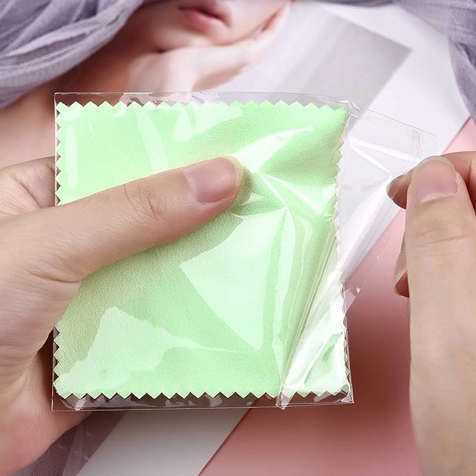 SEVENWELL 50pcs Jewelry Cleaning Cloth Pink Polishing Cloth for Sterling Silver Gold Platinum Small Polish Cloth 8x8cm