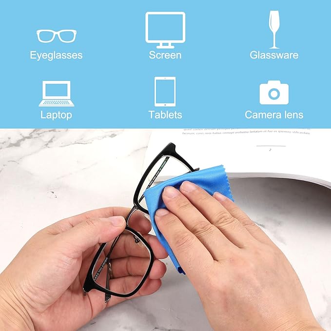 PATIKIL Eyeglass Microfiber Cleaning Cloth 7"x6", 50 Pack Glasses Cleaning Cloth Soft Wipe Screen Cloth for Camera Lens Eyeglasses Screens in Individual Vinyl Pouch, Green