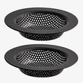 2PC Kitchen Sink Drain Strainer Stainless Steel with Mesh |4.4 inch Wide Rim Sink Drain Basket Cover | Anti-Clogging Food Catcher|Suitable for Most Sink Drains |Dishwasher Safe Drain Filter (Black)