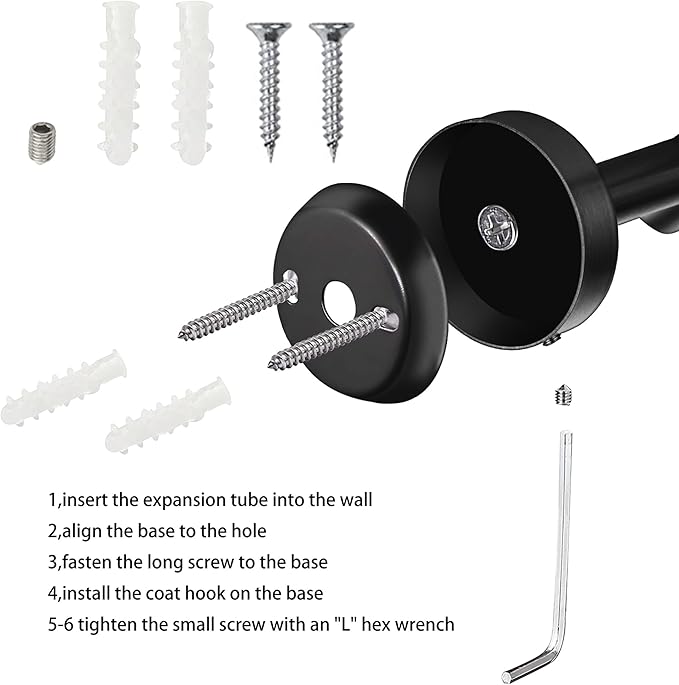 Towel Hooks, SUS 304 Stainless Steel Hooks, Heavy Duty Door Hanger Towel Robe Clothes Cabinet Closet Sponges Hook for Bathroom Kitchen Garage Gotel (Black, 4 Pcs)