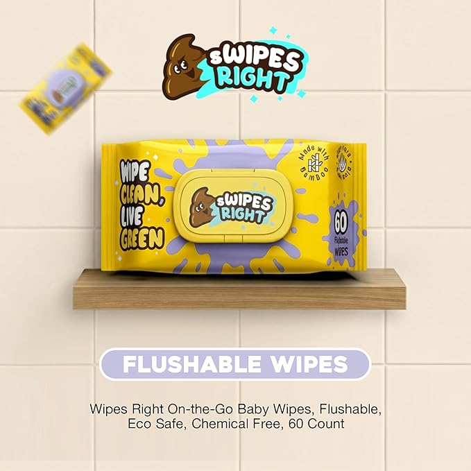 Flushable Wipes – Adult Cleaning Wipes for Sensitive Skin – Portable Travel Pack – Plant-Based Freshness for Everyday Use – Toilet Essentials for Gym & Office (Pack of 5)