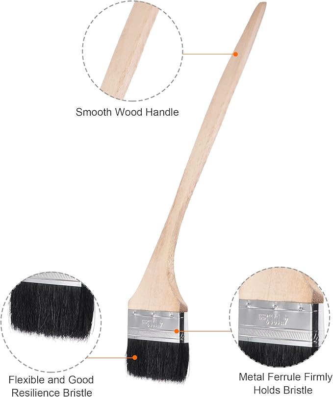 uxcell Bent Radiator Paint Brush 17" Length 4" Width Bristle with Long Wood Handle for Wall Treatment Black