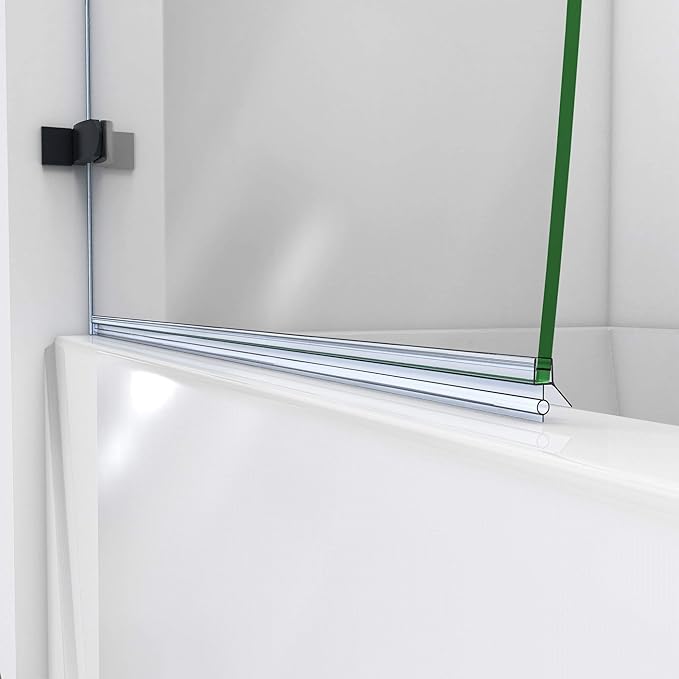 DreamLine Aqua Uno 34 5/16 inch W x 58 inch H Frameless Hinged Tub Door in Matte Black