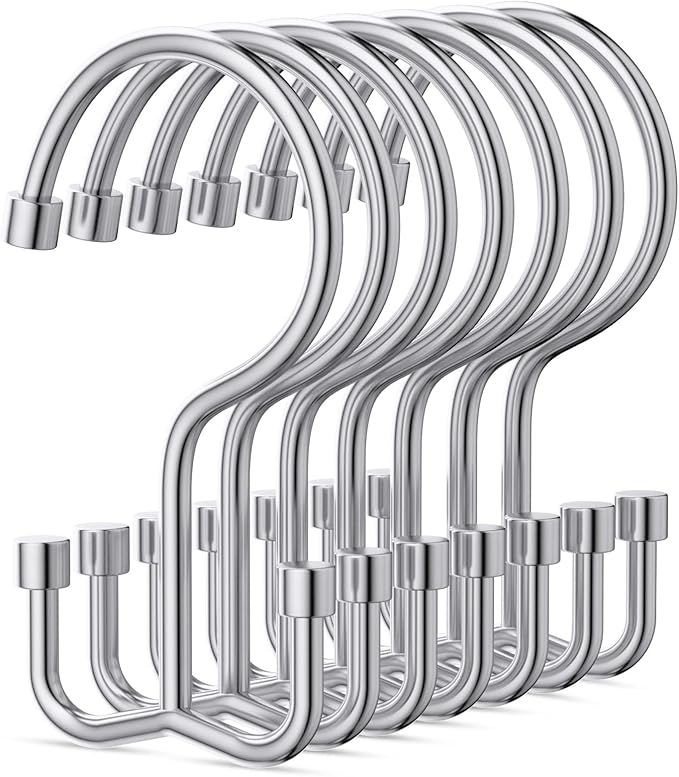 Goowin Shower Curtain Hooks, Shower Curtain Rings, Durable Rust Proof Shower Curtain Hangers, Shower Rings for Curtain, Double Glide Shower Hooks for Shower Curtain, Chrome, 12 Pack-Cylinders