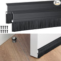 Hushee 2 Pack 36 Inches Brush Door Sweep for Exterior, Aluminum Commercial Door Sweep Bottom All-Season Alloy Brush for Exterior and Interior Sealing Gaps Keeps Cold Air, Dust Out (Black)