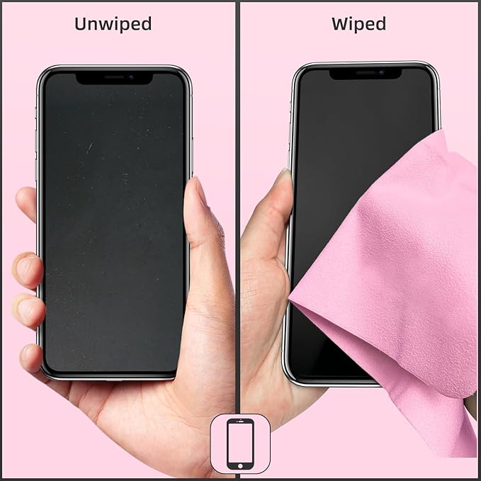 Suede Eyeglass Cloth 15.8 X 15.8 Inches Extra Large Cleaning Cloth Washable, Durable, Ultra-Fine High-Tech Quality Material for Eyeglasses, Lenses, Electronics and Screens, Car Mirrors Pink