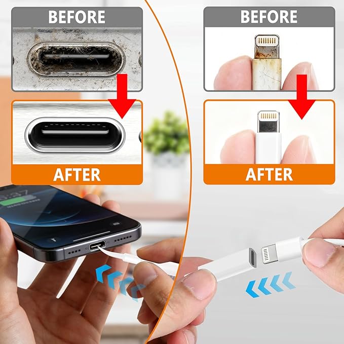Cell Phone Cleaning Kit, iPhone Cleaning Kit for Charging Port Cleaner Keyboard Cleaning Kit for Airpods/Android/USB C/Earbuds/Laptop/iPad/Camera Lens with Stylus Pen (White)