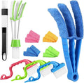 Happyyami 10pcs Air Conditioner Vent and Blinds Cleaning Brush Set, Multi-Functional Dust Removal Tools for Home Use, Sturdy Plastic Handles with Soft Bristles for Shutter and Ac Vent