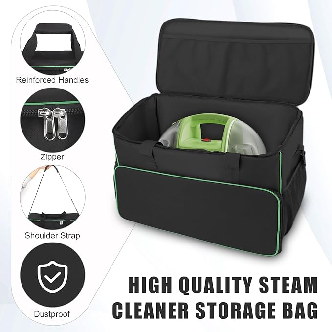 Carrying Case for BISSELL Little Green Mini Clean Machine 4075, Large Storage Organizer Bag for Carpet Cleaner Attachments, Tools & Solution, Black (Bag Only)