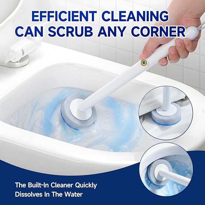 Disposable Toilet Brush, All-in-One Toilet Cleaning System,Toilet Bowl Wand Kit with 48 Count Scrubbing Pads Refills,Wall-Mounted,Compact,Multipurpose