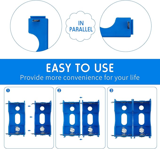 LEIFIDE 16 Pieces D Cell Battery Holder Series or Parallel Storage D Size Battery Case Physical Science Plastic D Battery Holder Box Container, Blue