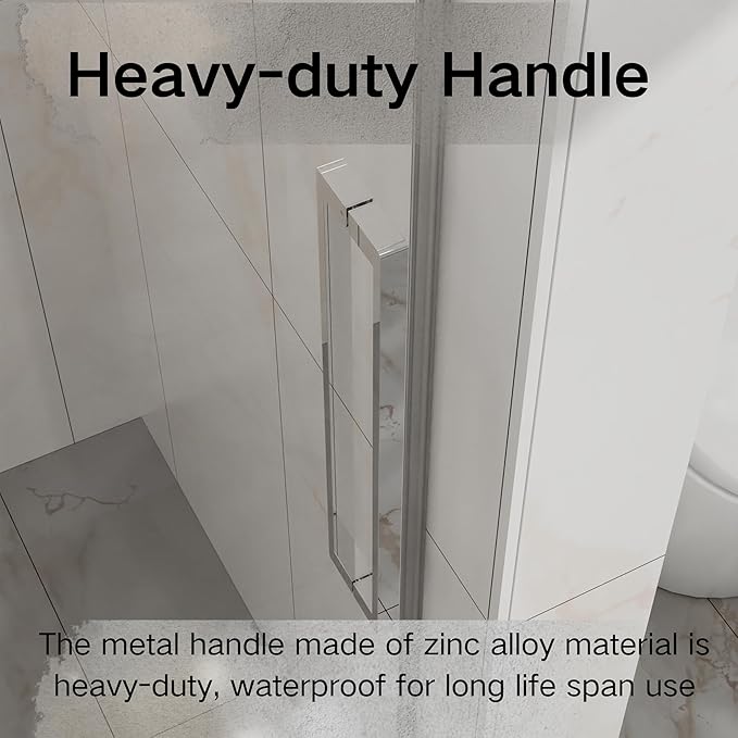 Frameless Shower Door 48" W x 72" H, 1/4" Clear Tempered Glass, Sliding Design, Reversible Installation, Chrome Finish, Space-Saving Glass Shower Door for Small Bathrooms