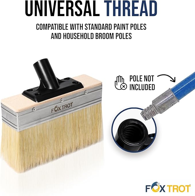 Foxtrot Deck Stain Brush 7-Inch, Stain-Brushes for Wood, Professional Grade Deck-Stain Applicator Brush, Stain and Sealer, Limewash Paint Brush, Deck Brush, Wide Paint-Brush for Staining Wood
