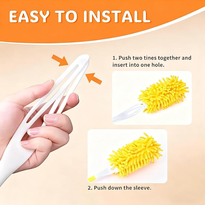 Reusable Duster Refill Compatible with Swiffer, Washable 360 Heavy Duty Duster Refills, Microfiber Dusters Refills for Swiffer Extended Duster, 4 Pack (Handle is Not Included)