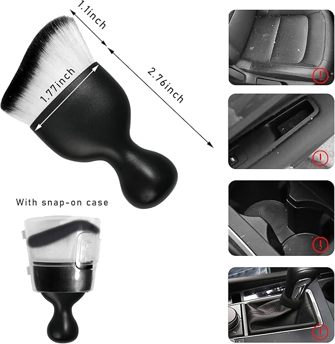 Car Interior Dust Brush, Soft Scratch Free Auto Detailing Brushes, Universal Vehicle Interior Cleaning Tool for Automotive Dashboard, Air Vents, Leather(White & Black)