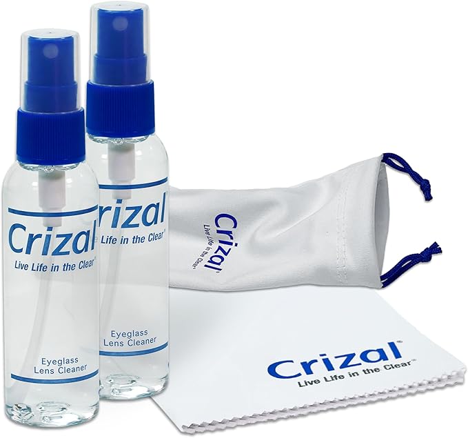 Eyeglass Lens Cleaning Kit with Pouch – 2 x 2oz Spray + Microfiber Cloth – Designed & Tested for AR-Coated Lenses – Complete Lens Care System