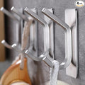 Taozun Upgraded 4-Pack Brushed Stainless Steel Adhesive Hooks - Stylish Bathroom & Coat Hooks Holder for Towels, Robes
