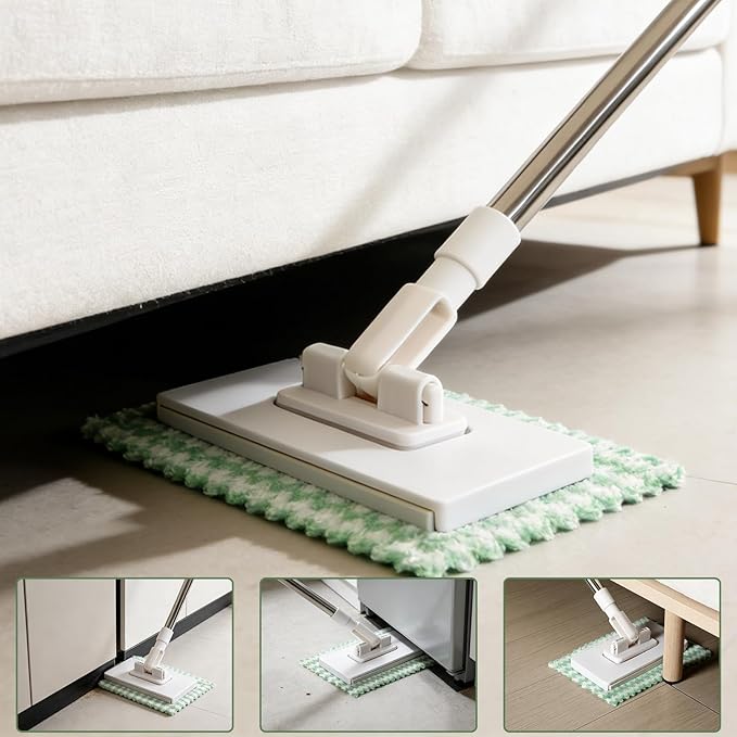 Disposable Dust Mop with 10 Reusable Cloths,Mini Foldable Mop,No-Touch Attach & Remove Cloth Instantly,Small Disposable Dust Mop Set for Multi Surface Cleaning(Kitchen House, Dorm)