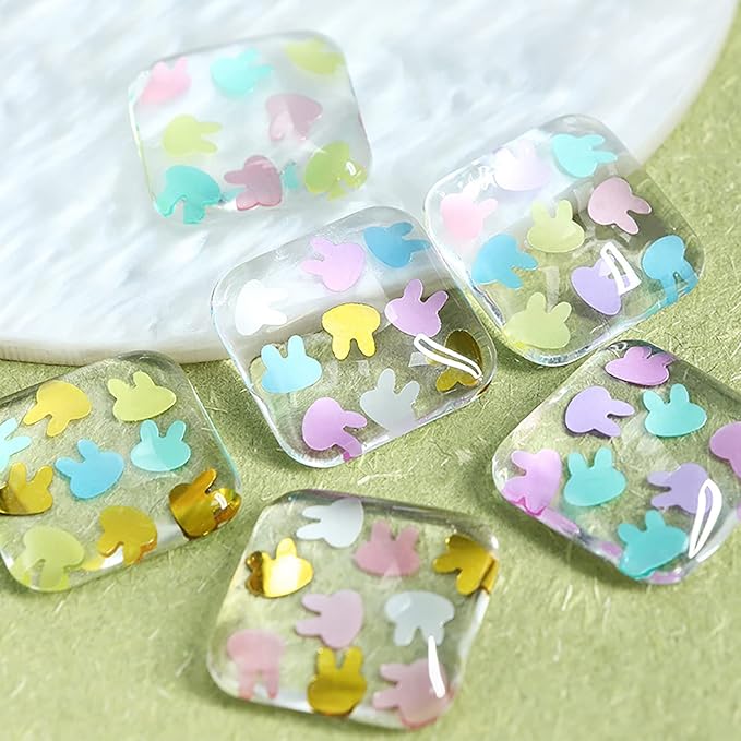 Rabbit Nail Art Glitter Sequins, 3D Animal Rabbits Nail Flakes Designs, Holographic Easter Laser Rabbit Acrylic Nails Supplies for Women Girls Manicure Decorations, DIY Body Makeup Crafts Kit