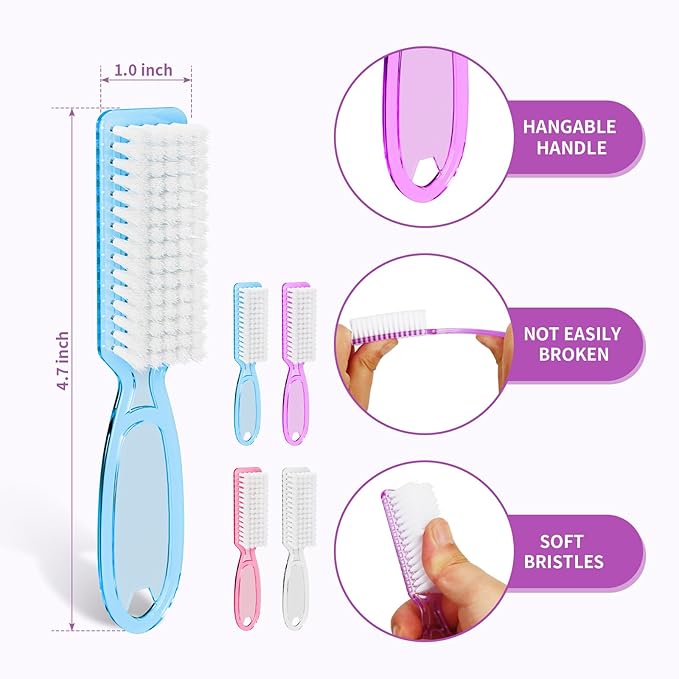 12 Pcs Handle Grip Cleaning Brushes, Hand Fingernail Nail Scrub Manicure Brush Pedicure Brush, Use for Toe and Nails Cleaning (Clear Blue)