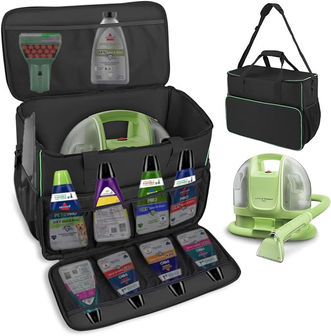 Carrying Case for BISSELL Little Green Mini Clean Machine 4075, Large Storage Organizer Bag for Carpet Cleaner Attachments, Tools & Solution, Black (Bag Only)