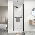 KPUY Pivot Shower Door, 24-26" W x 72" H Frameless Single Swing Glass Shower Door with Explosion-Proof Film Nano Coating, 1/4" (6mm) Thick Tempered Clear Glass, Matte Black