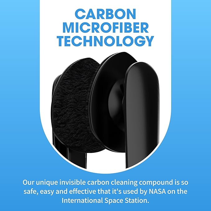 CarbonKlean Peeps Glasses Cleaner - for Eyeglasses, Reading Glasses, and More - Lens Cleaner with Carbon Microfiber Tech - Soft Touch Black - 3 Count